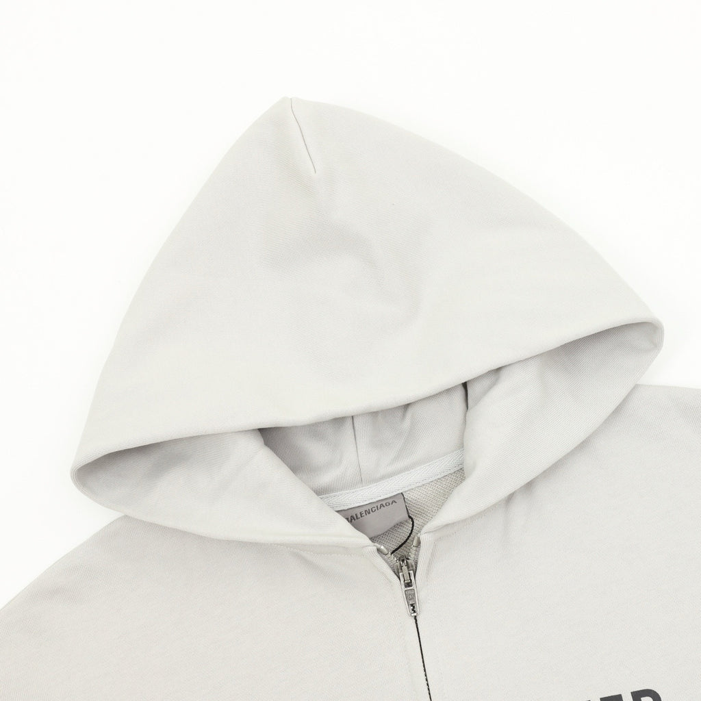 Balenciaga Women's Men's Light Grey WFP Zip-Up Hoodie