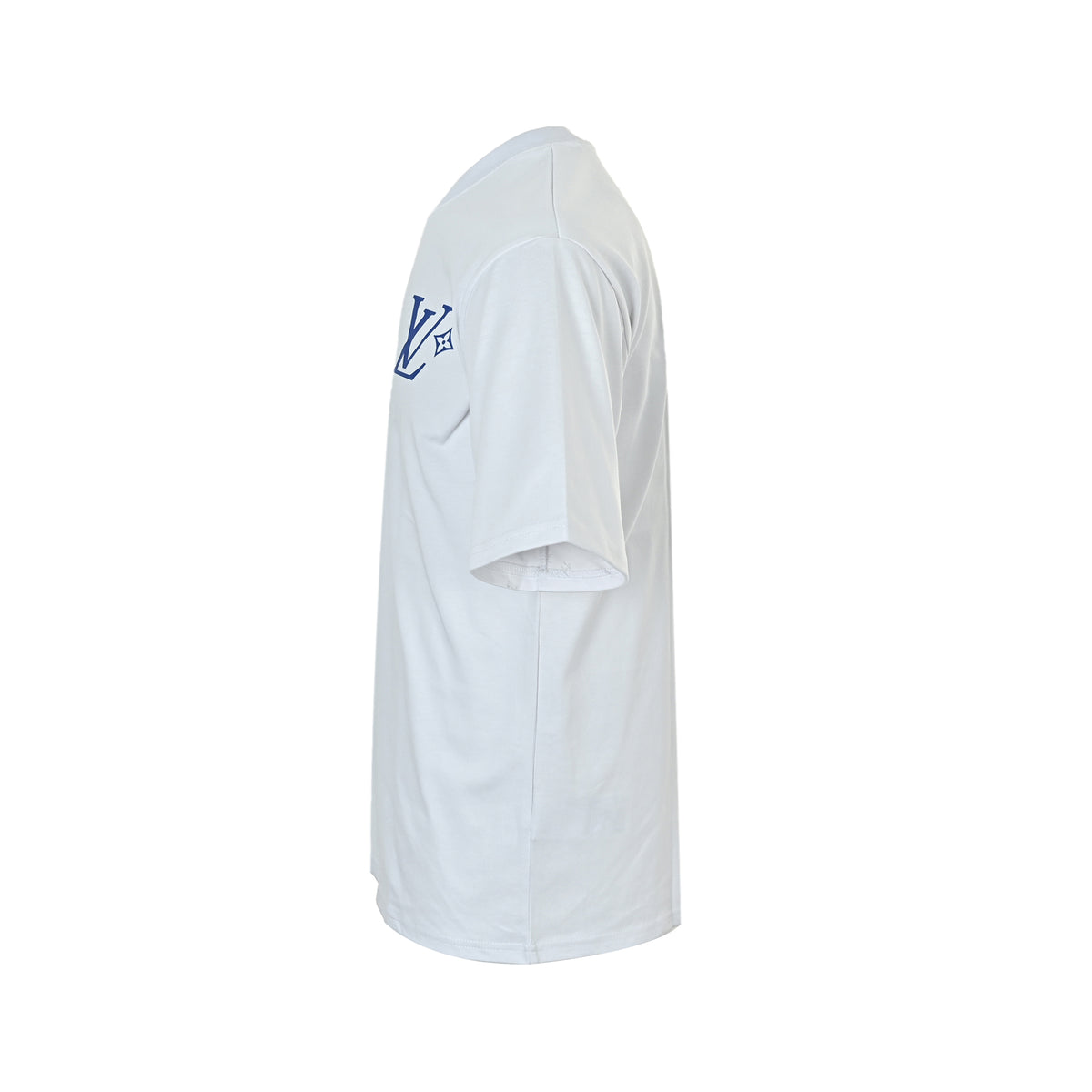 Louis Vuitton Equipe Blue Logo Print Short-Sleeve T-Shirt in White