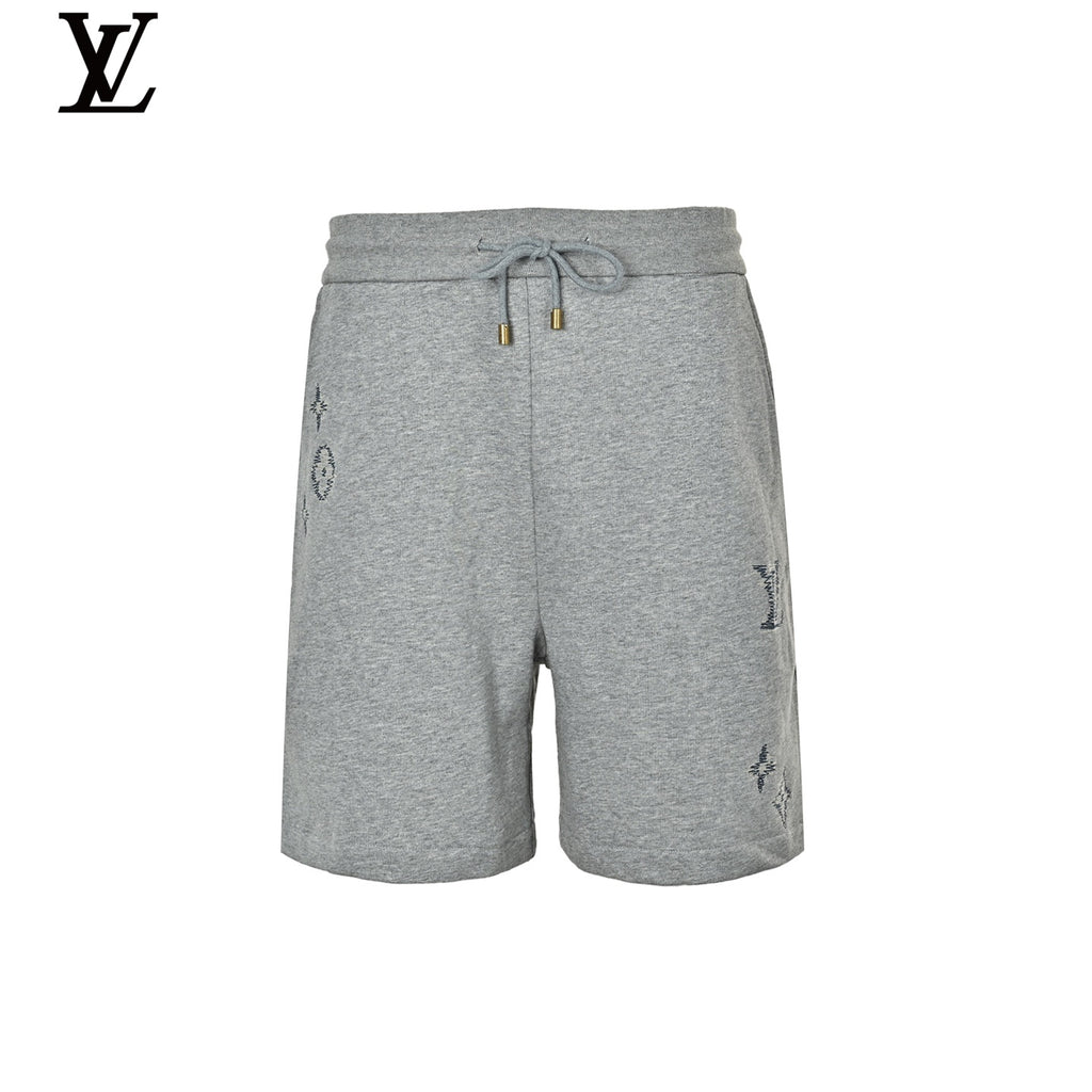 Louis Vuitton Men's Grey Monogram Embroidery Sweat Shorts