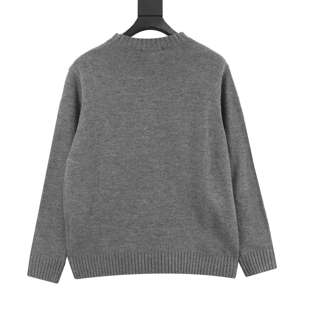 Prada Women's Men's Grey Logo Graphic Crewneck Sweater