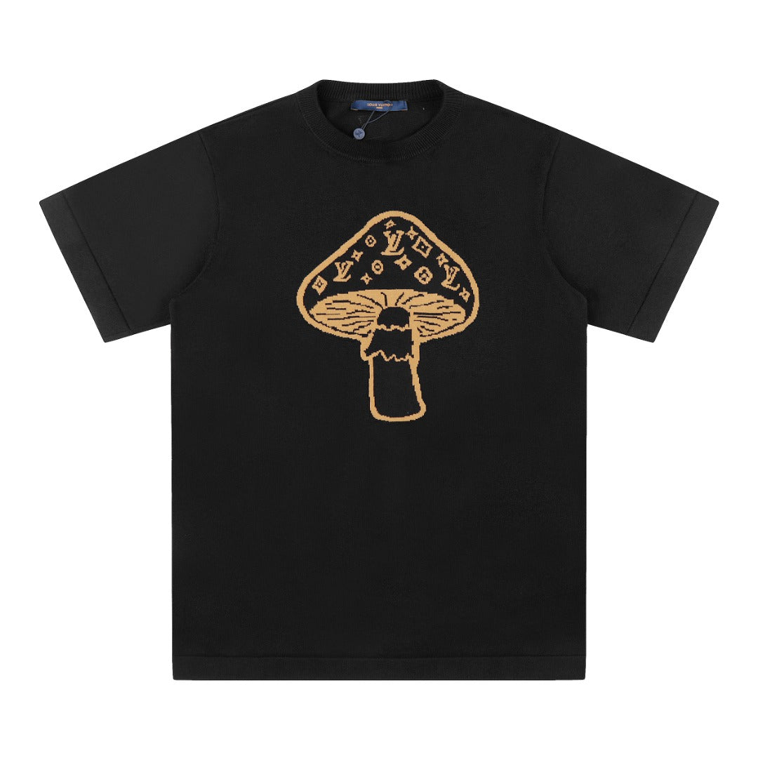 Louis Vuitton Mushroom Jacquard Knit Short-Sleeve T-Shirt in Black