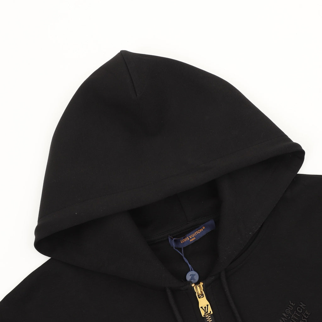 Louis Vuitton LV Two-Tone Embroidered Zip-Up Hoodie | Slate Blue Gold Hardware Luxury Sweatshirt