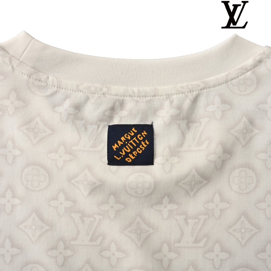 Louis Vuitton Men's White Full Monogram Short Sleeve T-Shirt