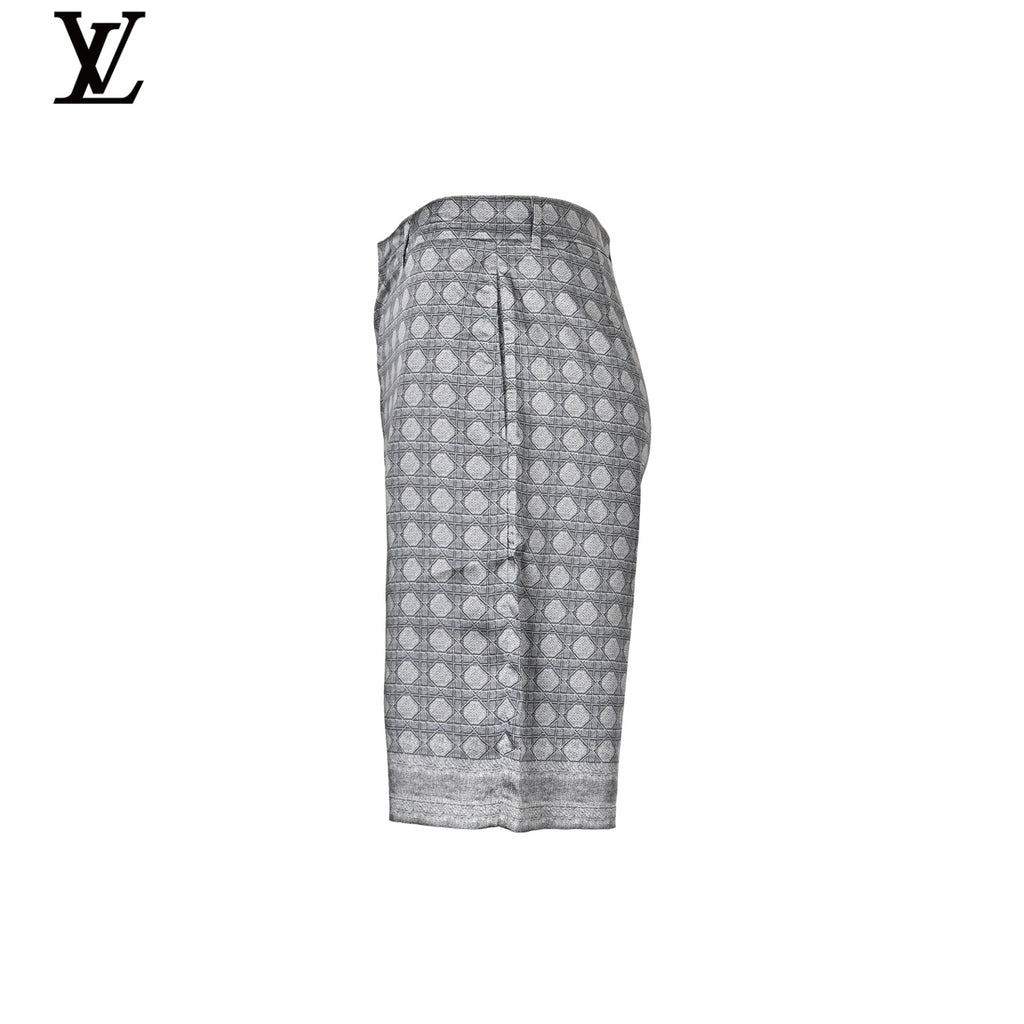 Louis Vuitton Grey Geometric Pattern Silk Shorts