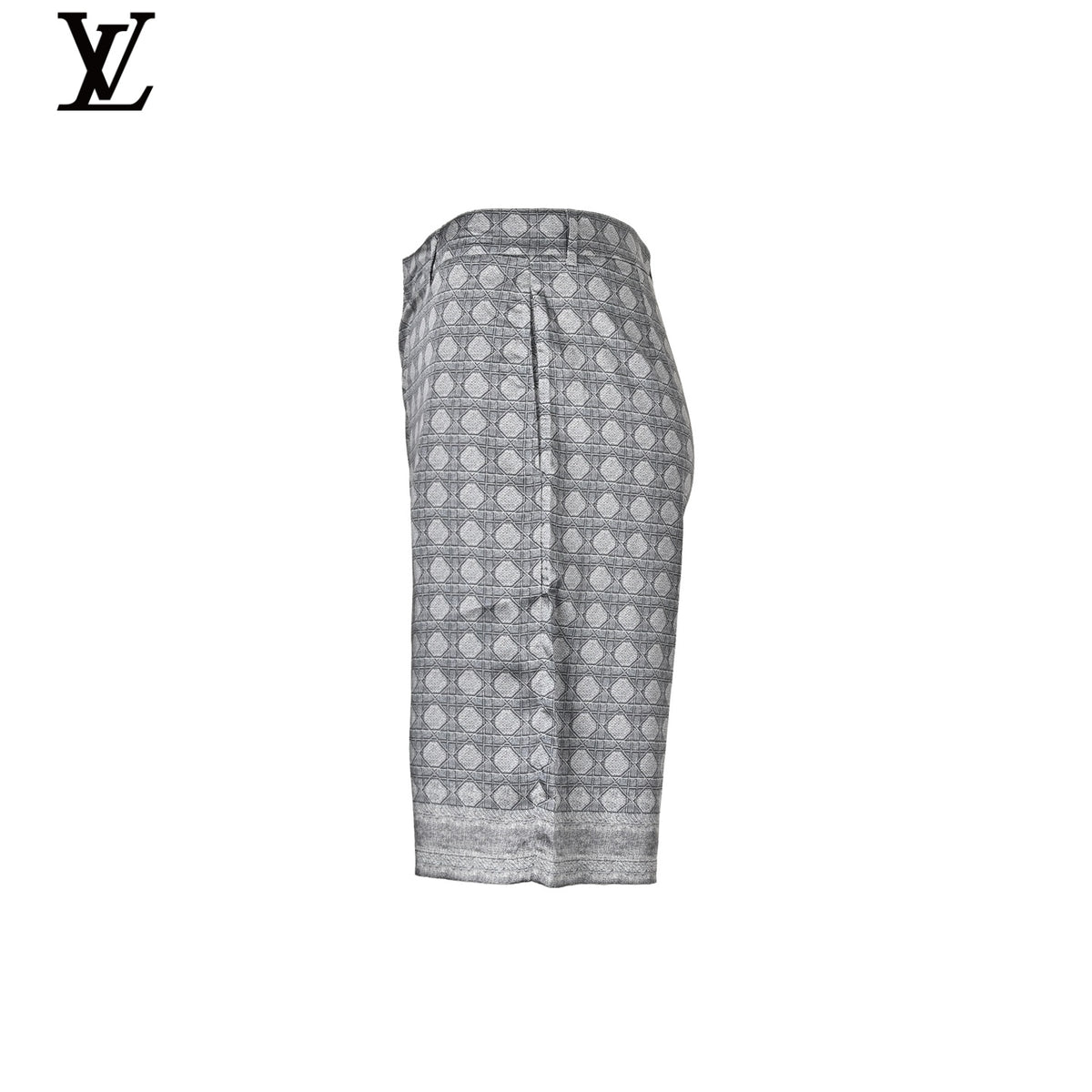 Louis Vuitton Grey Geometric Pattern Silk Shorts
