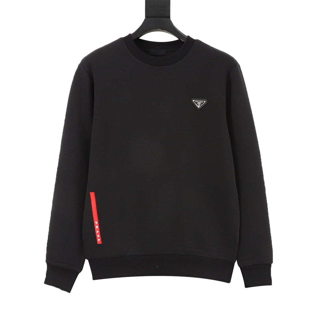 Prada Women's Men's Black Triangle Logo Crewneck Sweatshirt