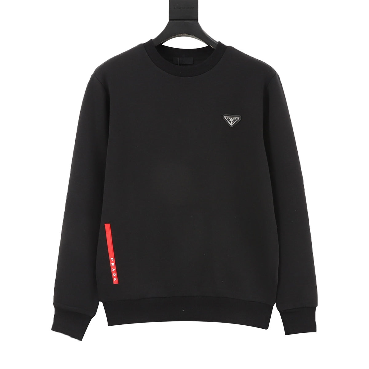 Prada Women's Men's Black Triangle Logo Crewneck Sweatshirt