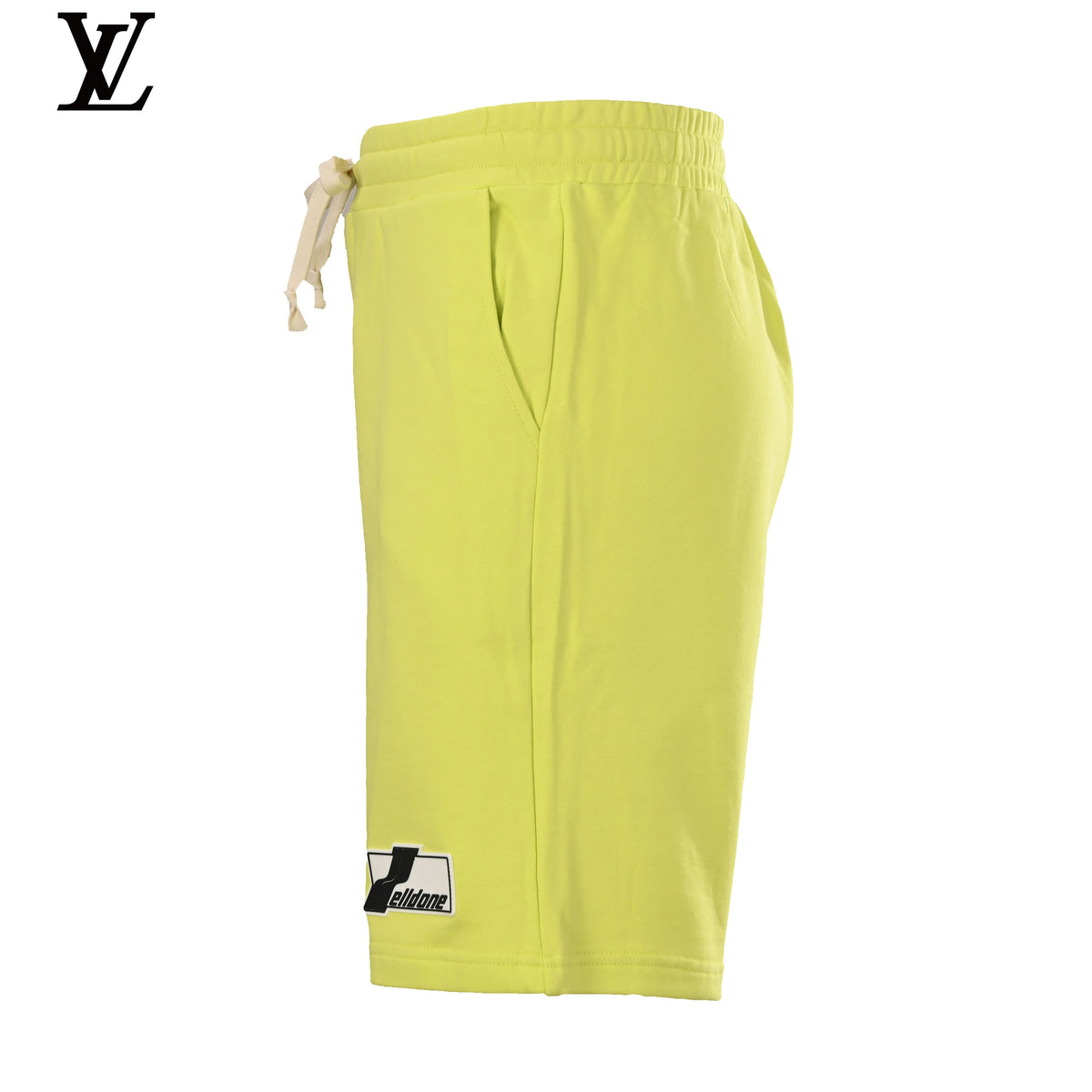 We11done Bright Yellow Logo Patch Sweat Shorts