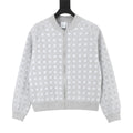 Dior Women's Men's Silver White Oblique Knit Zip-Up Bomber Jacket