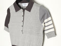 Thom Browne Color-Block 4-Bar Knit Short-Sleeve Polo in Grey
