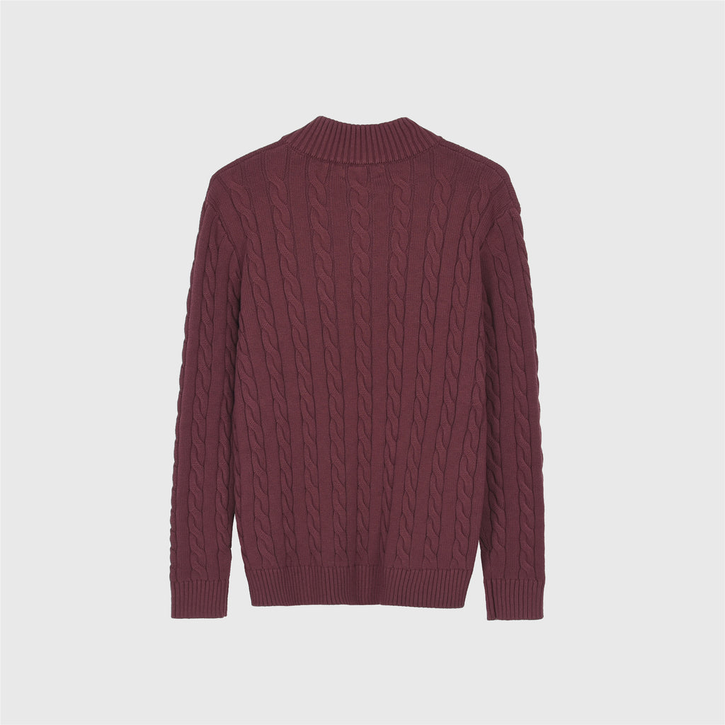 Polo Ralph Lauren Women's & Men's Burgundy Cable-Knit Half-Zip Sweater