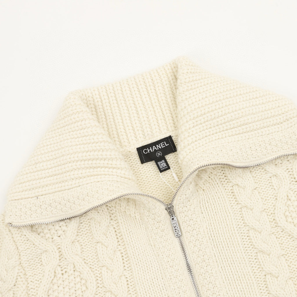 Chanel Cable-Knit Zip-Up Jacket
