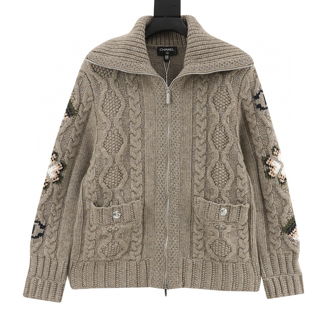 Chanel Cable-Knit Zip-Up Jacket