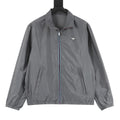 Prada Triangle Logo Iridescent Zip Nylon Stand Collar Jacket | Grey Lightweight Luxury Outerwear