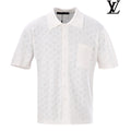 Louis Vuitton Men's White Monogram Mesh-Knit Short-Sleeve Shirt