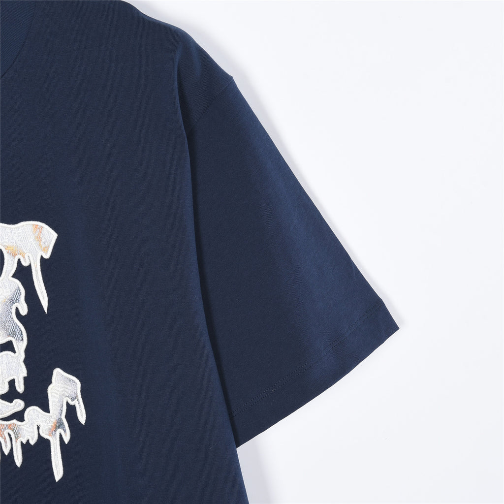 Louis Vuitton Melting Drip-Effect LV Logo Short-Sleeve T-Shirt in Navy