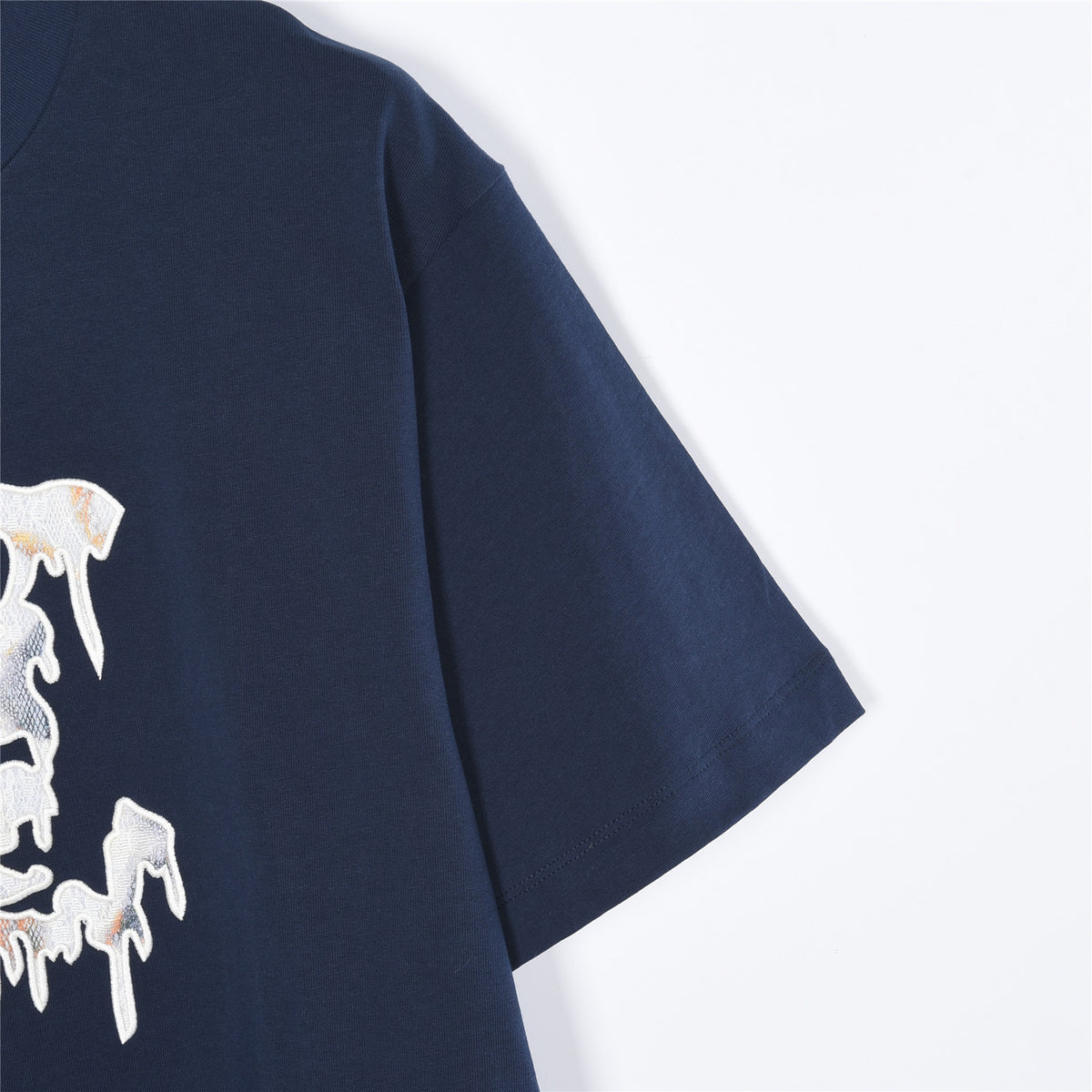 Louis Vuitton Melting Drip-Effect LV Logo Short-Sleeve T-Shirt in Navy