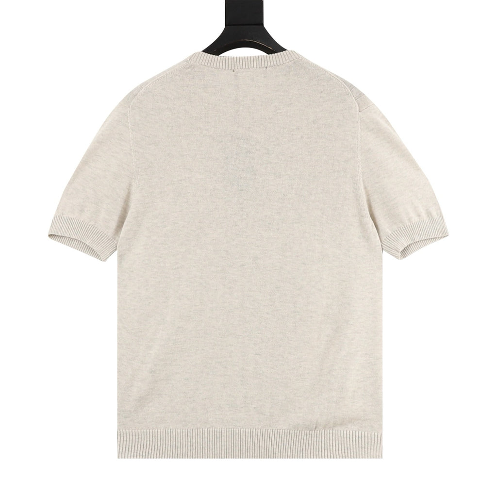 Loro Piana Women's Men's Light Beige Cable-Knit Short-Sleeve Sweater