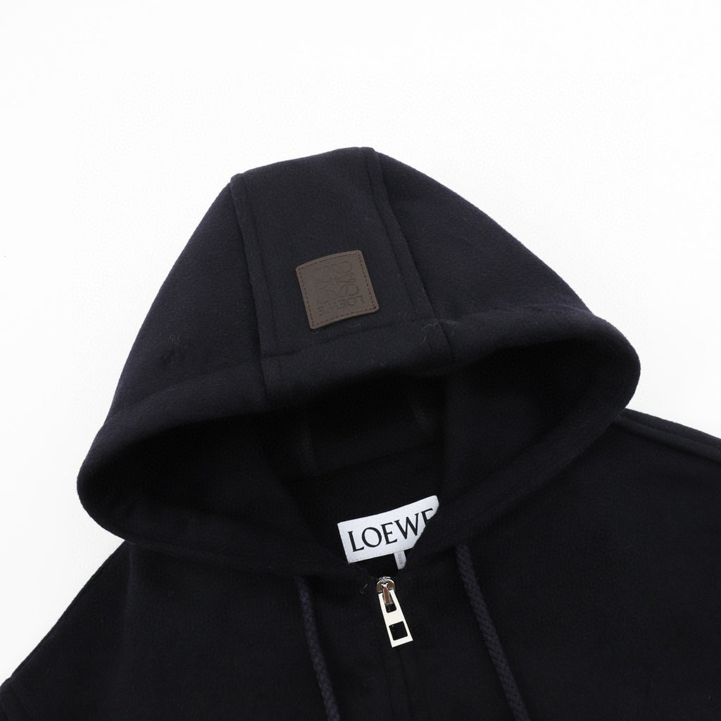 Loewe Logo Label Hooded Long Coat