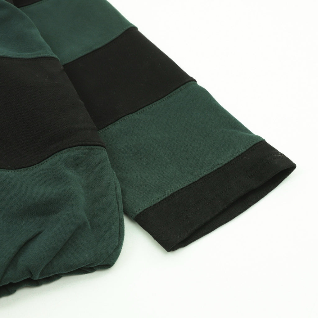 Acne Studios Women's Men's Green and Black Striped Long-Sleeve Polo with Faux Leather Collar