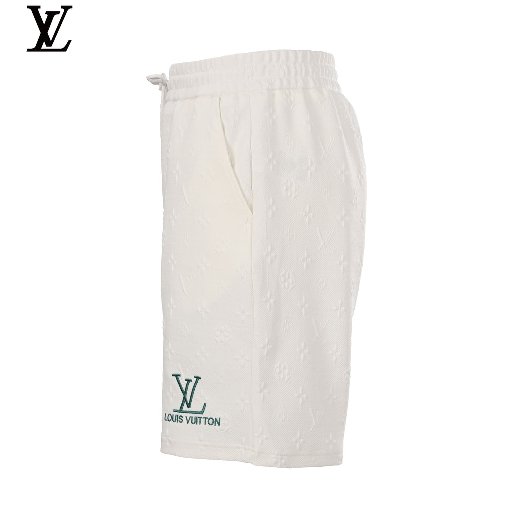 Louis Vuitton White Embossed Monogram Drawstring Shorts
