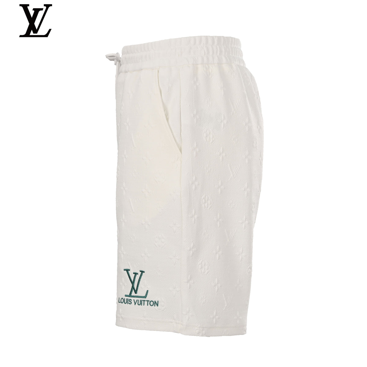 Louis Vuitton White Embossed Monogram Drawstring Shorts