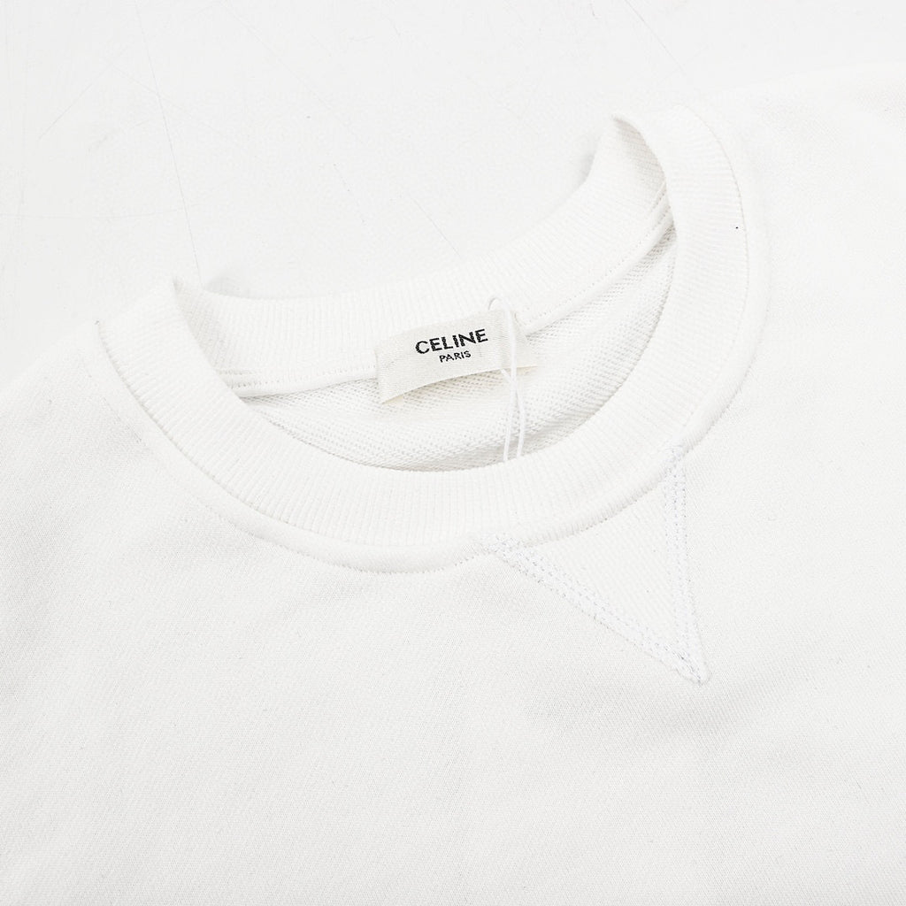 Celine Chest Logo Print Oversized Crew Neck Sweatshirt