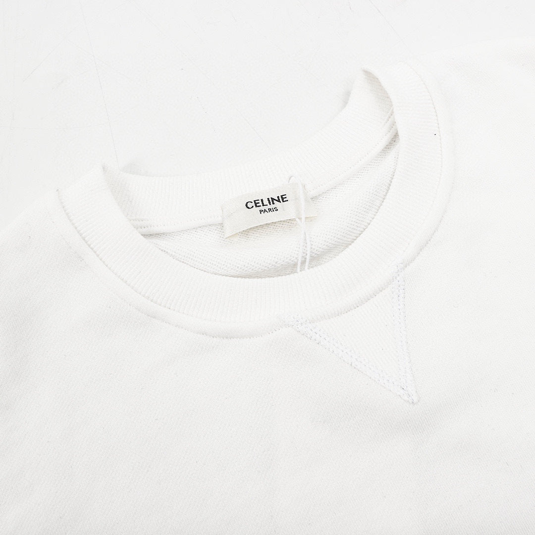 Celine Chest Logo Print Oversized Crew Neck Sweatshirt