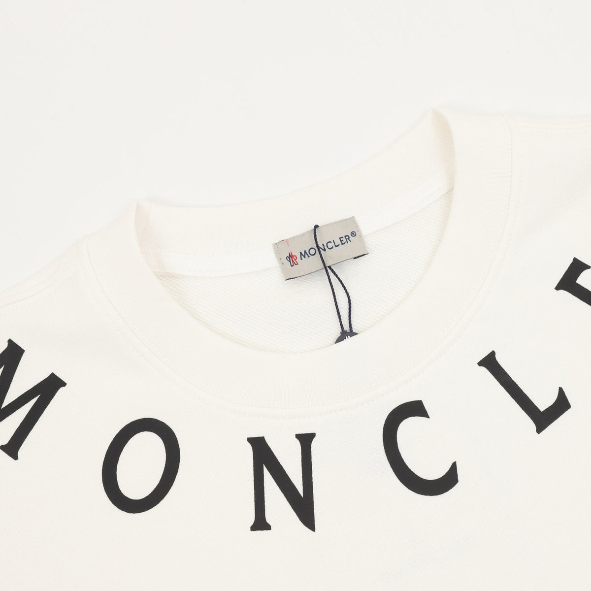 Moncler Women's & Men's White Curved Neck Logo Crewneck Sweatshirt