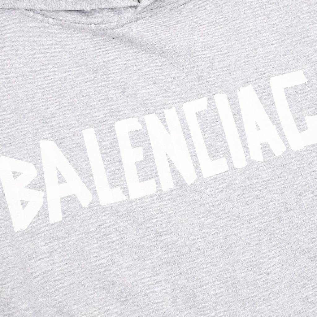 Balenciaga 26SS Destroyed Logo Print Washed Hoodie
