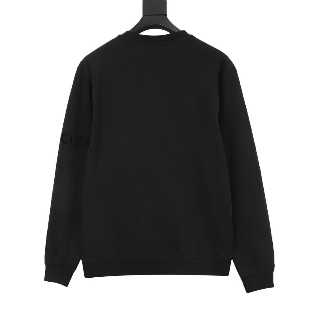 Moncler Women's & Men's Black Logo Crewneck Sweatshirt | Sleeve Lettering