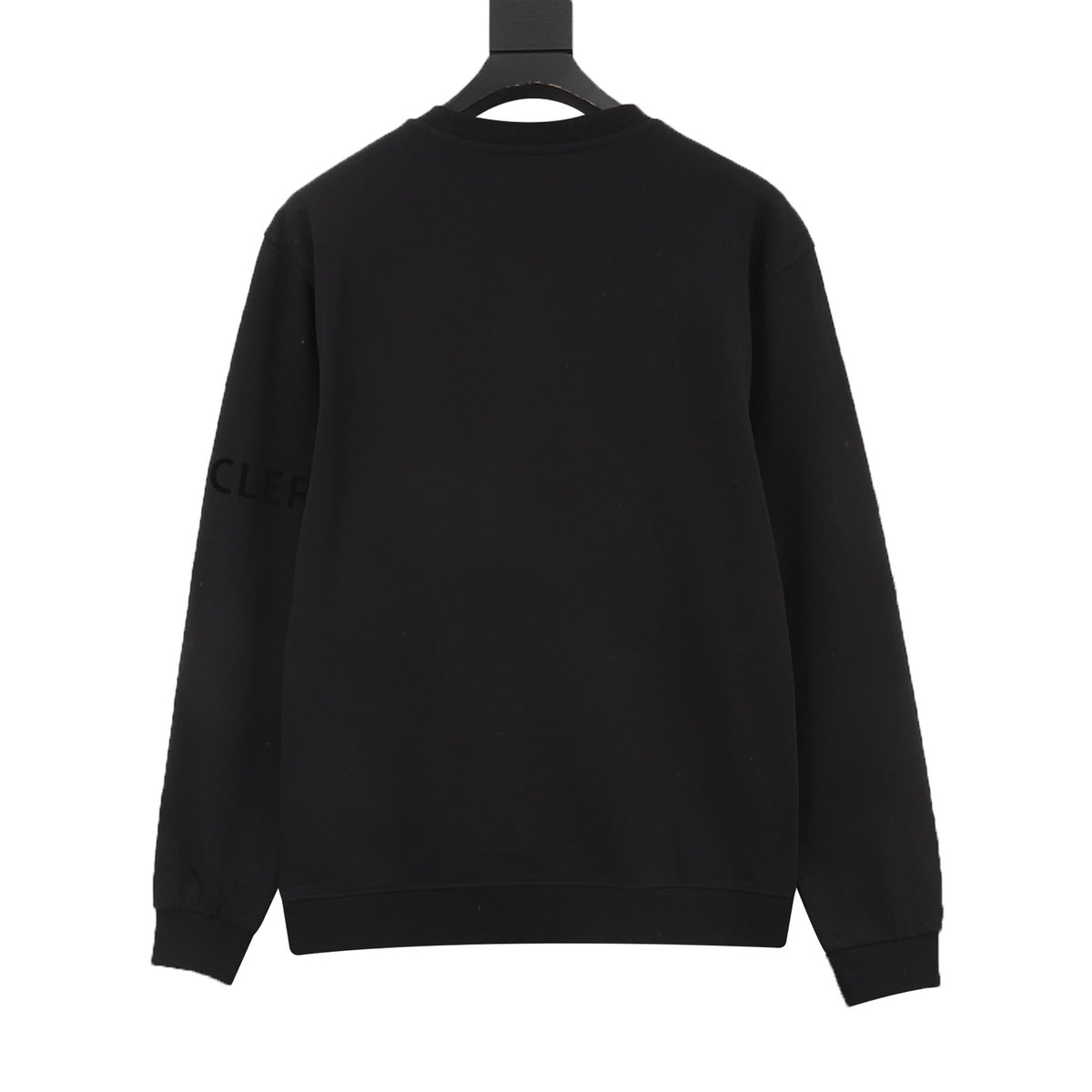 Moncler Women's & Men's Black Logo Crewneck Sweatshirt | Sleeve Lettering