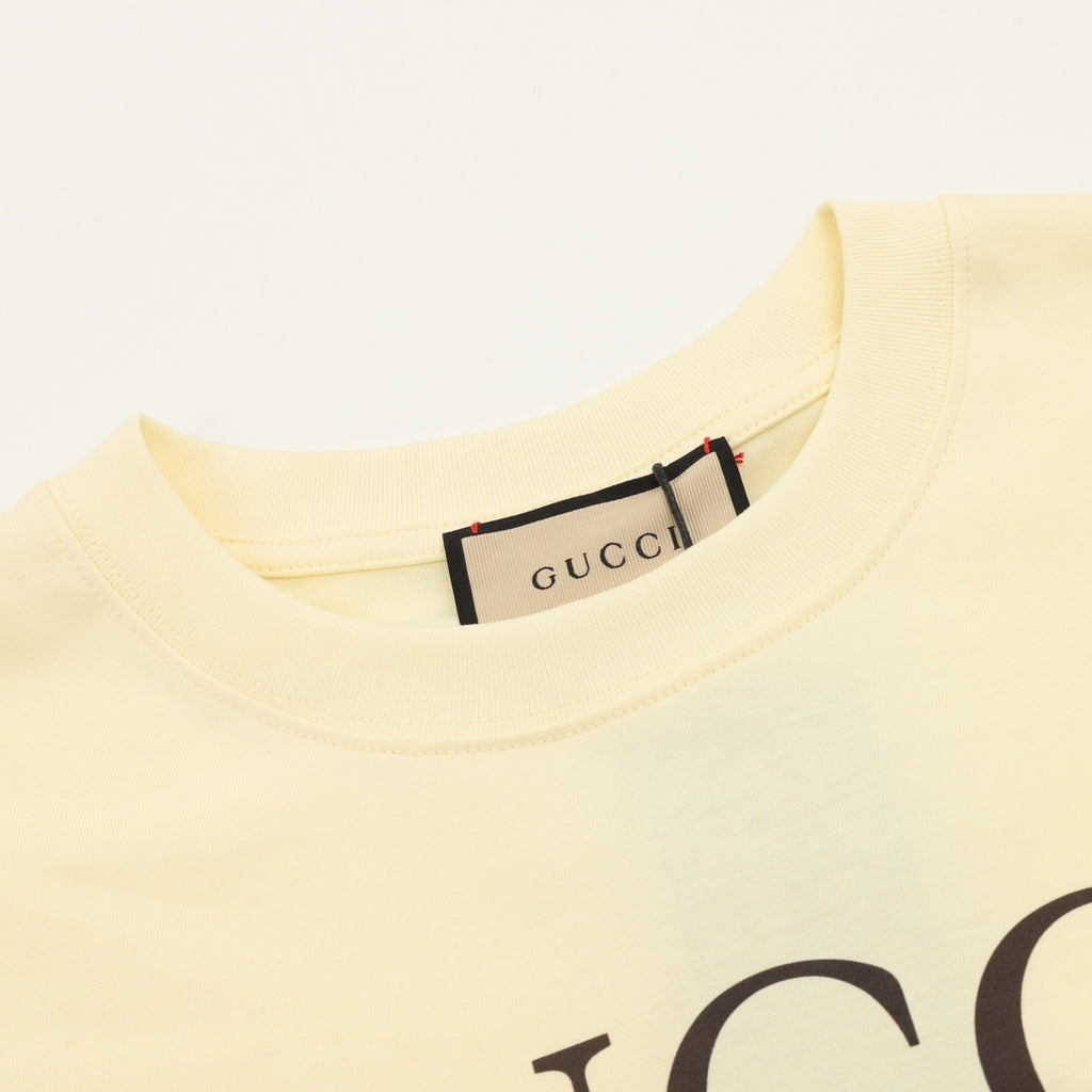 Gucci Men's Pale Yellow Circus Pony Graphic Print T-Shirt