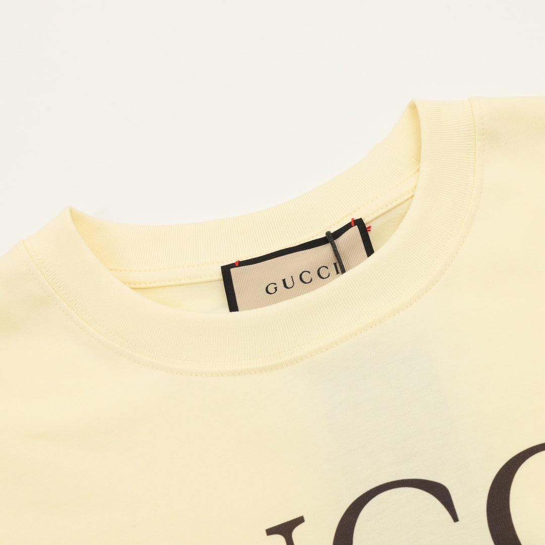 Gucci Men's Pale Yellow Circus Pony Graphic Print T-Shirt