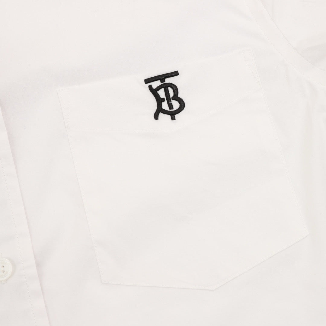 Burberry TB Monogram Embroidered Concealed Placket Long-Sleeve Shirt