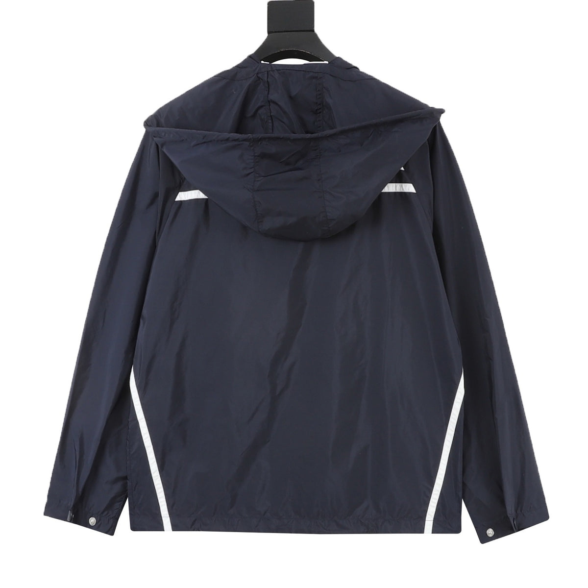Prada Women's Men's Navy Striped Logo Nylon Jacket