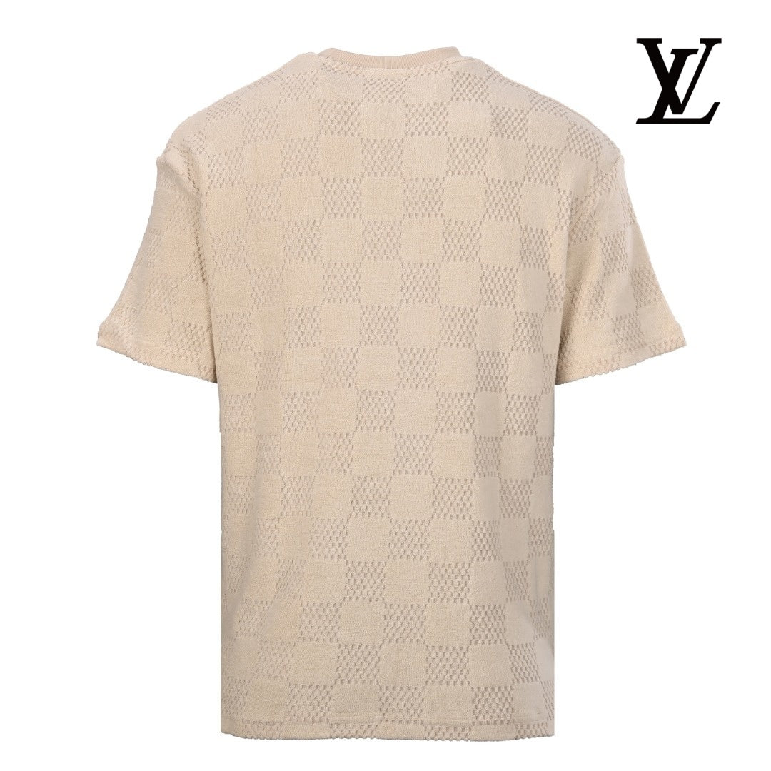 Louis Vuitton Men's Beige Damier Textured T-Shirt