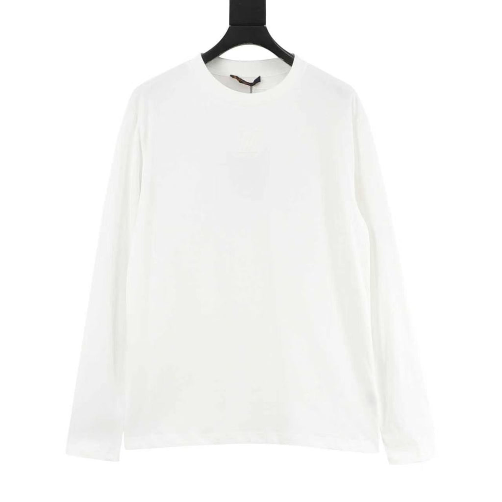 Louis Vuitton Tonal Embossed LV Logo Long-Sleeve Top — Black