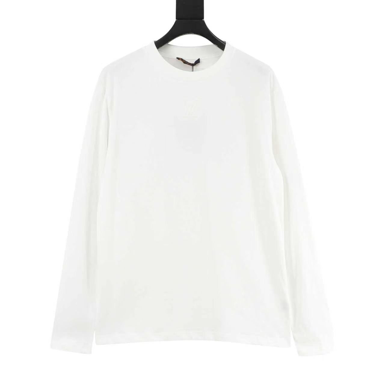 Louis Vuitton Tonal Embossed LV Logo Long-Sleeve Top — Black