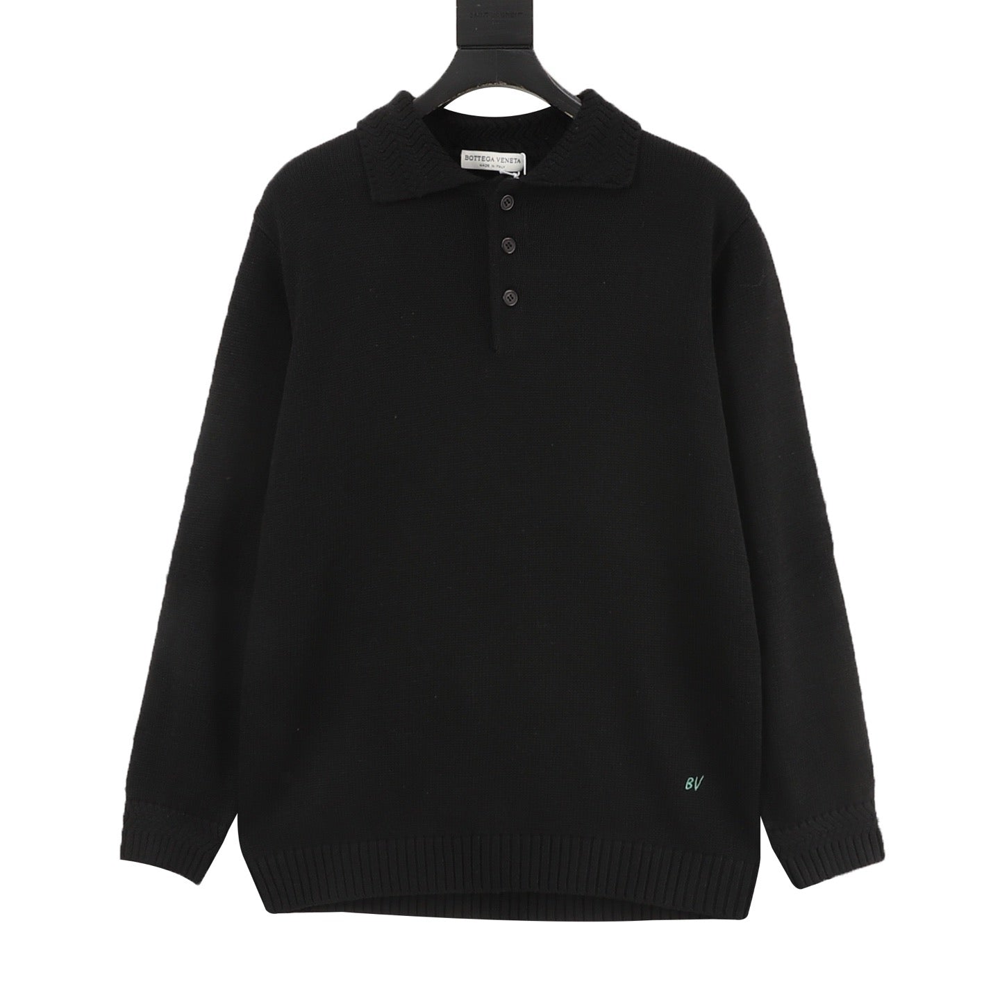 Bottega Veneta Tricolor Textured Knit Collar Wool Polo Sweater | Camel Relaxed Luxury Knitwear