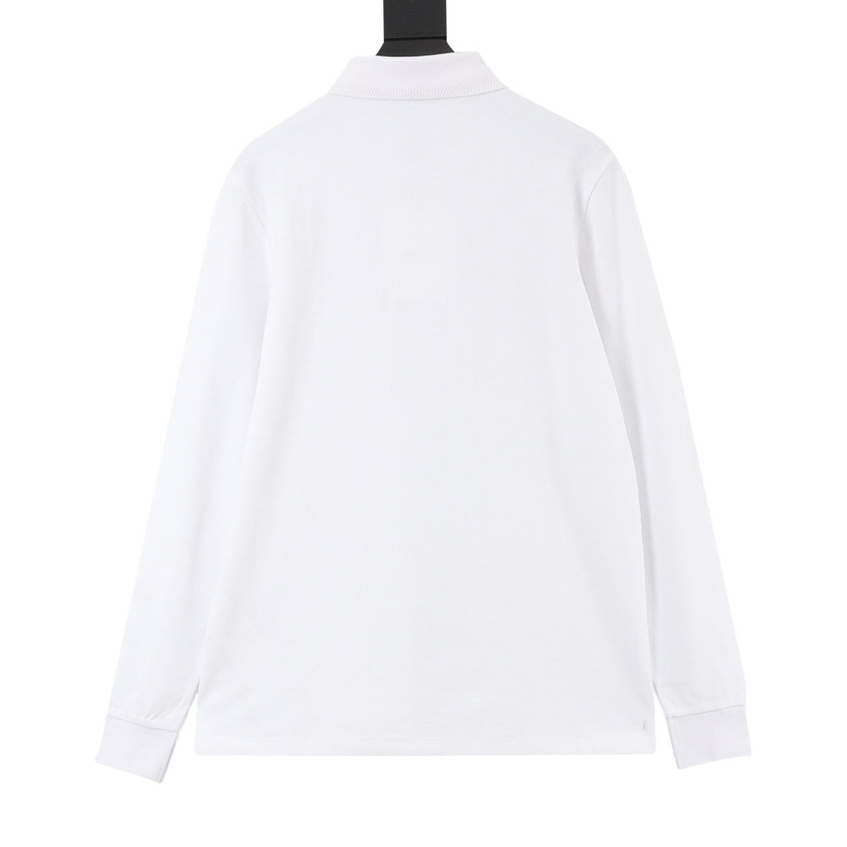 Moncler Women's Men's White Logo Patch Long-Sleeve Polo Shirt