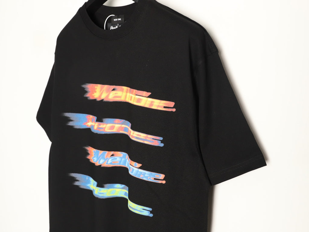 We11done Men's Black Blurred Gradient Logo T-Shirt