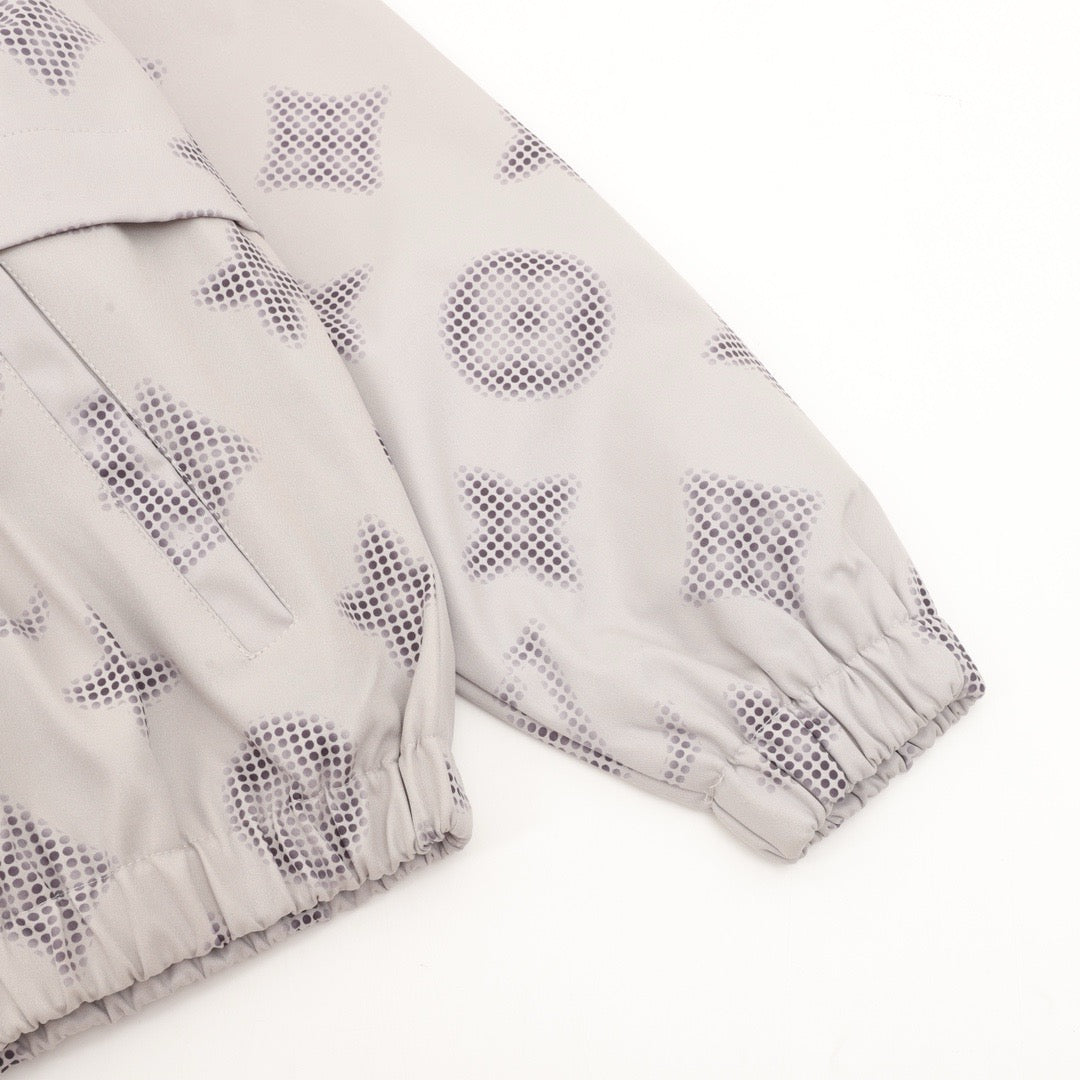 Louis Vuitton Women's & Men's Light Grey Perforated Monogram Hooded Windbreaker