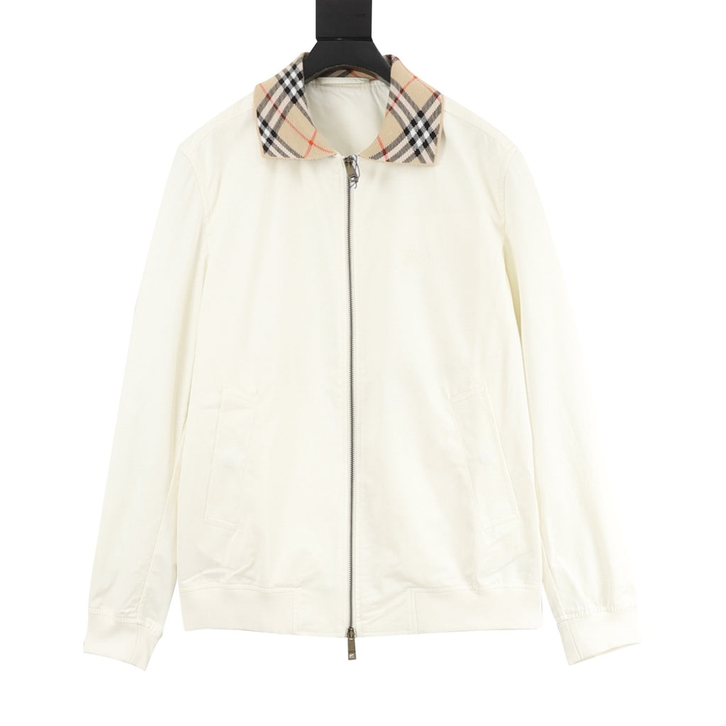 Burberry House Check Collar Zip Jacket — Ivory, Vintage Check Lining