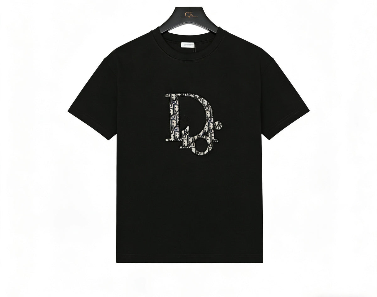Dior Men's Black Large D Logo Oblique T-Shirt