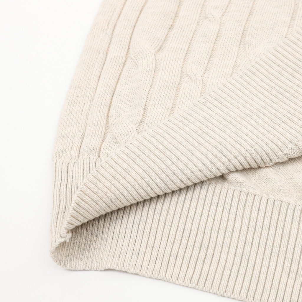 Loro Piana Women's Men's Light Beige Cable-Knit Short-Sleeve Sweater