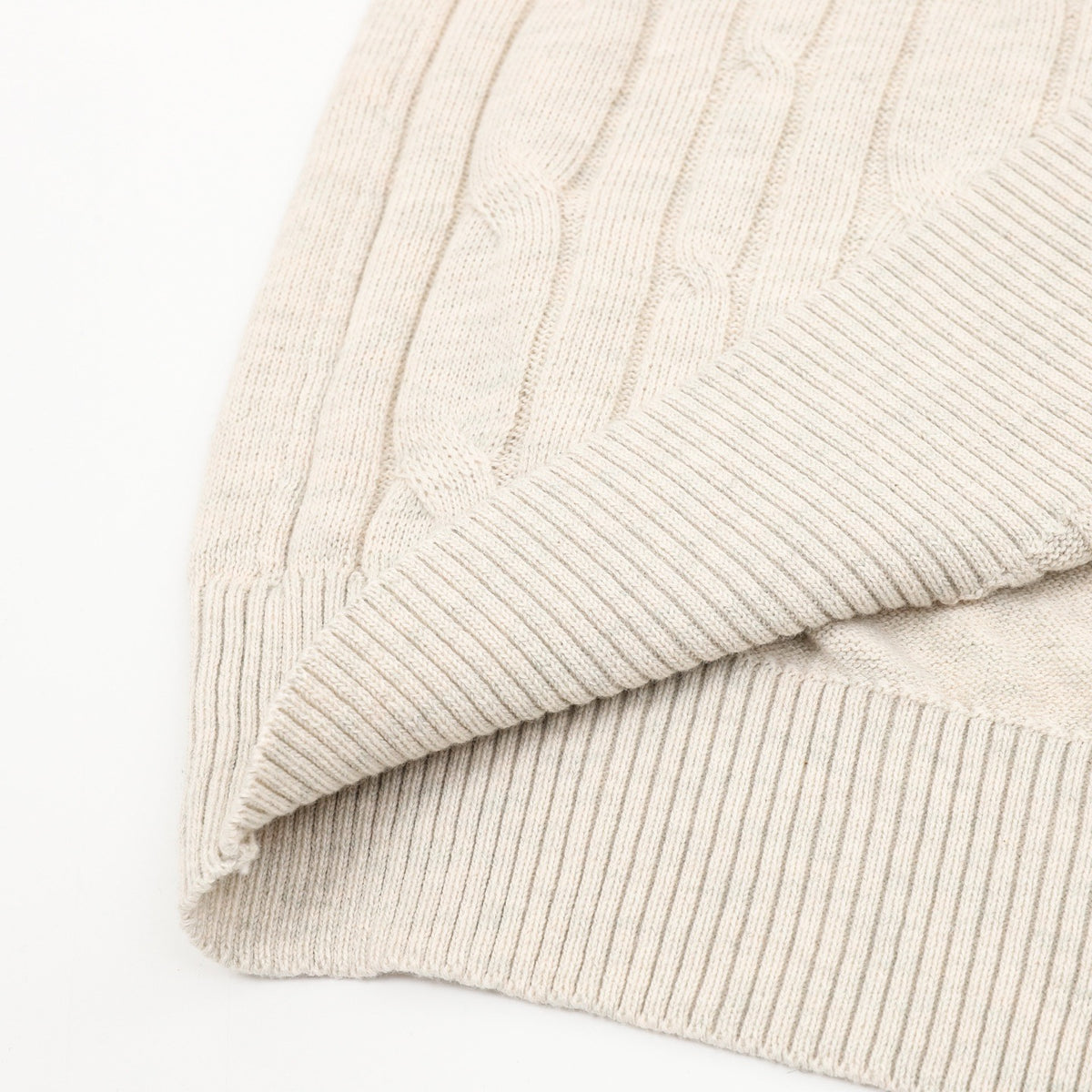 Loro Piana Women's Men's Light Beige Cable-Knit Short-Sleeve Sweater