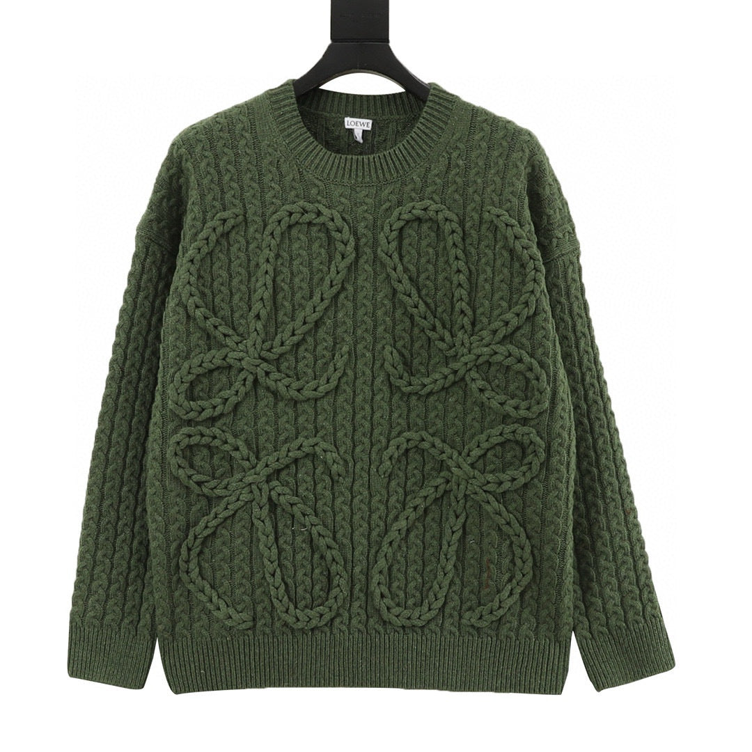 Loewe Oversized Anagram Cable Knit Crew Neck Sweater