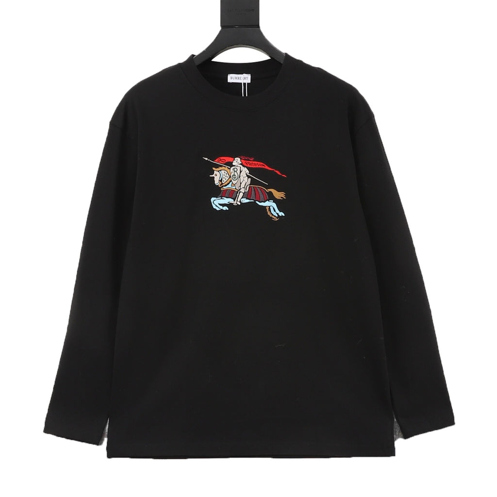 Burberry Women's & Men's Black Multicolor Equestrian Knight Long-Sleeve T-Shirt