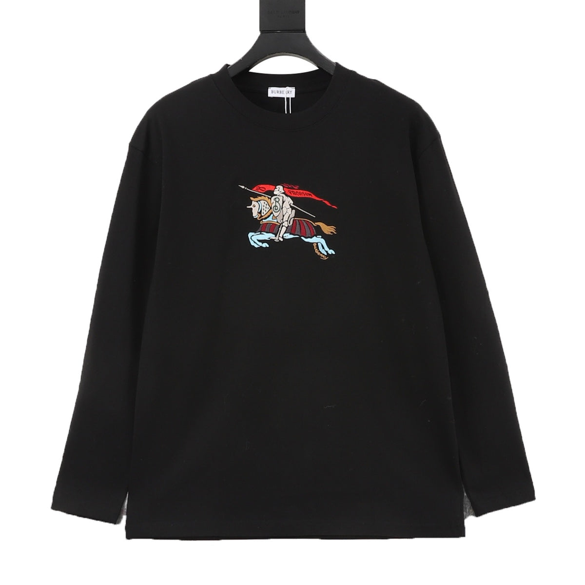 Burberry Women's & Men's Black Multicolor Equestrian Knight Long-Sleeve T-Shirt